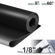 Neoprene Rubber Sheet, 1/8" Thick Solid Rubber Rolls Strips, DIY Gasket Material, Crafts, Flooring Pads, Cushioning Mat, Sealing, Leveling, Anti-Vibration, Liner, 5" W x 60"L