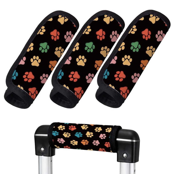 Neoprene Suitcase Handle Cover Sets Anti-Slip Protective Gloves Luggage Handle Wraps Paw Print 135x135mm 3pcs/set DIY
