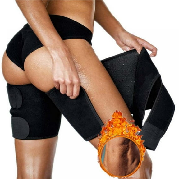 Neoprene Thigh Brace Support Hamstring Compression Sleeve Adjustable Upper Leg Wraps for Women and Men(a pair)