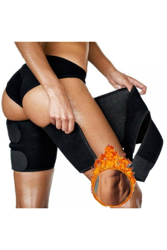 Neoprene Thigh Brace Support Hamstring Compression Sleeve Adjustable Upper Leg Wraps for Women and Men(a pair)