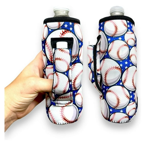 Neoprene Water Bottle Sleeve - Insulated 16oz & 24oz Can Bottle Holder for Walking, Running, Cycling - Water Resistant Drink Covers, Baseball Stars