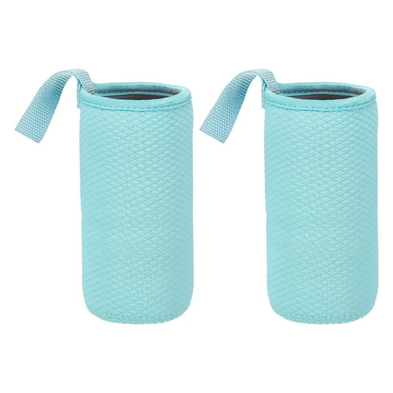 Uxcell Neoprene Water Bottle Sleeves, Water Bottle Carrier Textured Insulators with Strap for Hiking Cycling Blue 2 Inch
