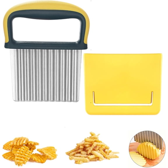 Neoreser Crinkle Cutter, Crinkle Chip Cutter, For Potato Chips, French Fries, Fruits And Vegetables Waves Cutting Tool (Green)