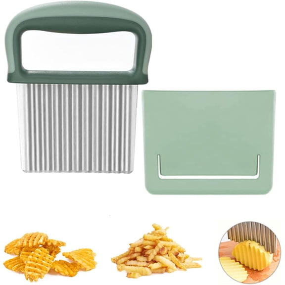 Neoreser Crinkle Cutter, Crinkle Chip Cutter, For Potato Chips, French Fries, Fruits And Vegetables Waves Cutting Tool (Green)