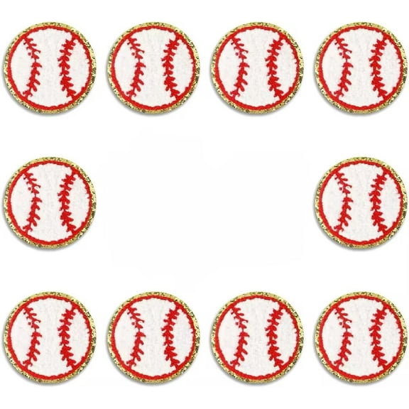 Neorosiri 10 Pack Embroidered Baseball Iron-On Patches for DIY Crafts and Clothing Repair - Sports Applique for Hats and Apparel