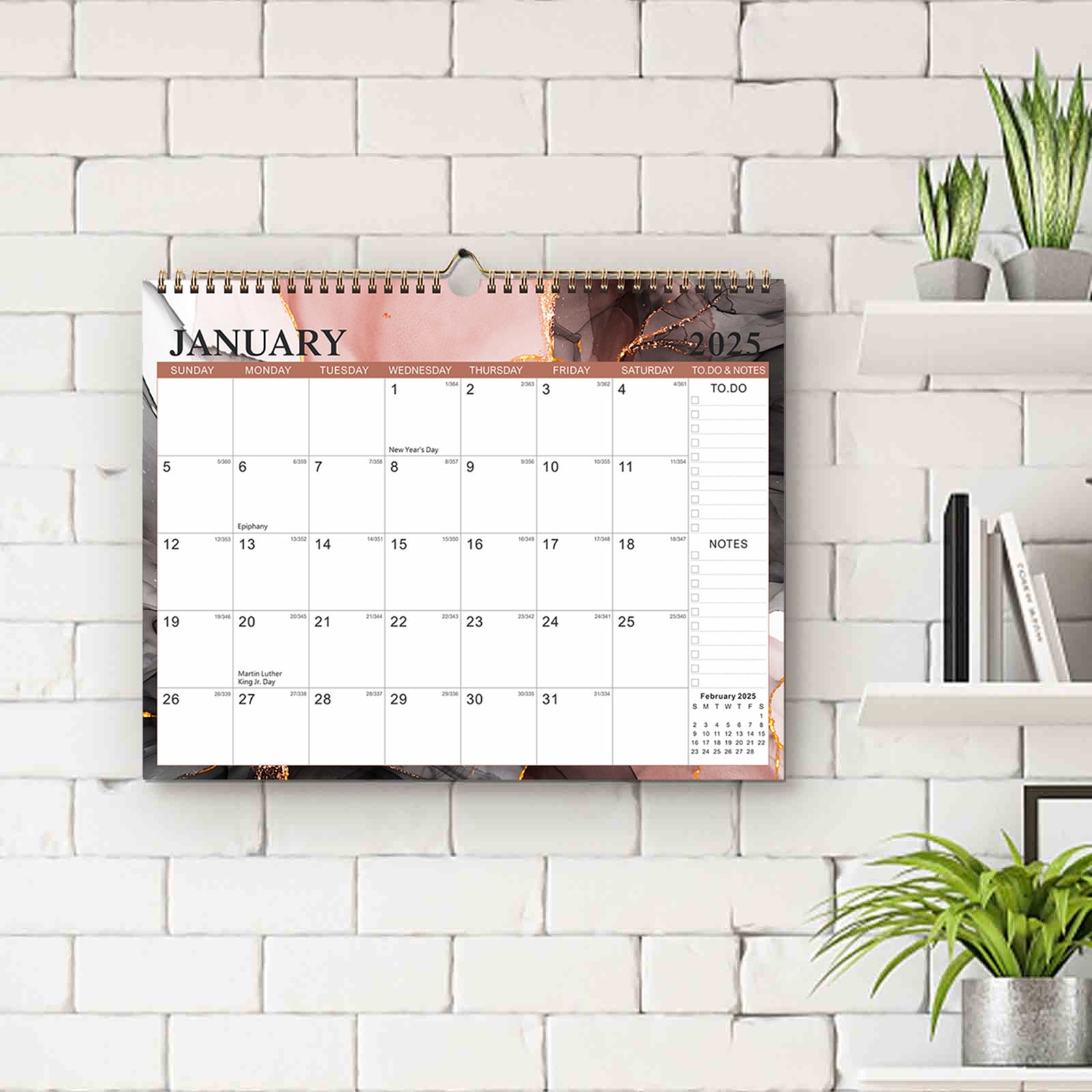 Neorosiri 20252026 Wall Calendar, Yearly Planning Calendar with Thick