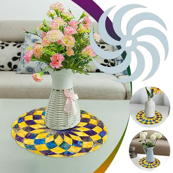 Neorosiri Acrylic Crafting Ruler Template for Table Mats, 5 Inch Precision Measurement Tool with Grid Lines, DIY Cutting Guide for Crafters, Home Decor & Sewing Projects