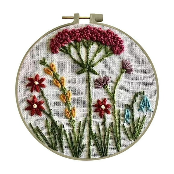 Neorosiri Beginner's Hand Embroidery Flower Kit for Easy DIY Projects - Complete Set for Floral Designs and Unique Home Decor