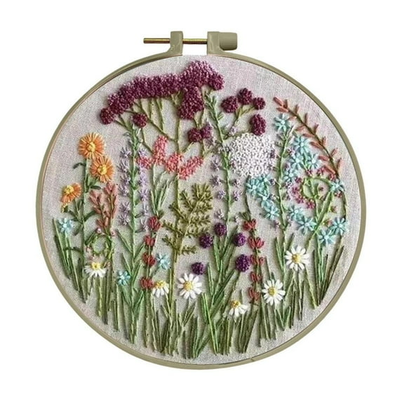 Neorosiri Beginner's Hand Embroidery Flower Kit for Easy DIY Projects - Complete Set for Floral Designs and Unique Home Decor