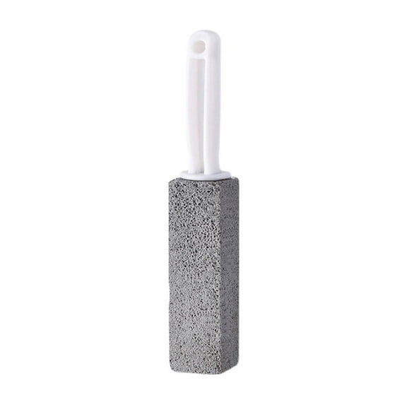 Neorosiri Extra-Long Handle Pumice Stone Toilet Cleaner - 9.25in Natural Volcanic Rock Scrubber for Hard Water Stains, Grout & Pool Tiles | Non-Scratch Bathroom Sink Brush (White)