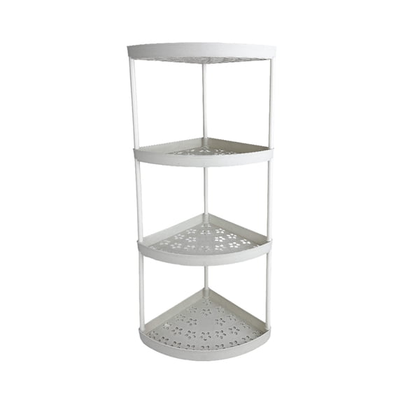 Neorosiri Freestanding Corner Storage Rack for Bathroom - Modern Plastic Organizer for Toiletries and Essentials - Versatile Side Table for Compact Spaces