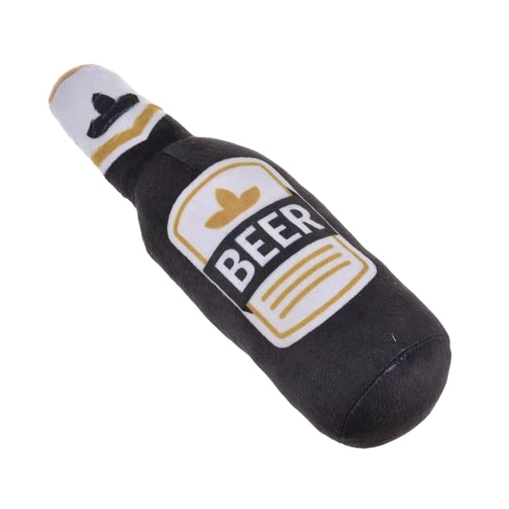 Neorosiri Furry Stuffed Dog Chew Toy - Squeaking Vodka Whiskey Bottle Shape - Perfect for Teeth Grinding - 9.45x2.76x2.76 Inch - 1 PCS