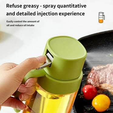 Neorosiri Glass Oil Spray Bottle with Atomizing Nozzle - Olive Oil Mister for Air Fryer, BBQ & Baking | Leakproof (Green, 5.35x2.52in)