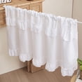thumbnail image 1 of Neorosiri Ruffled Half Curtain for Cabinets - Decorative Short Curtain with Lace Trim, 17.72x39.4in Lightweight Fabric, Easy Clip-On Design for Kitchen Sink, Bathroom Shelves & Home Decor (White), 1 of 6