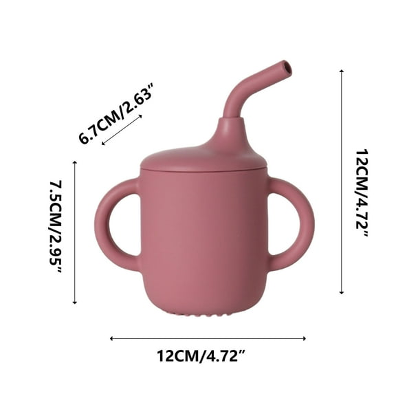 Neorosiri Silica Gel Sippy Cup with Straw and Handles - Non-Spill Training Cup for Easy Drinking and Safe Use