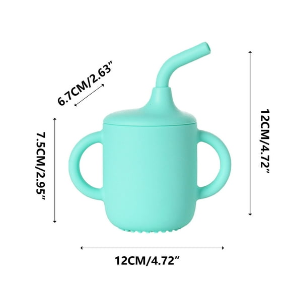 Neorosiri Silica Gel Sippy Cup with Straw and Handles - Non-Spill Training Cup for Easy Drinking and Safe Use