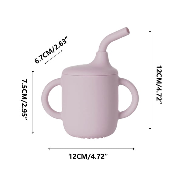Neorosiri Silica Gel Sippy Cup with Straw and Handles - Non-Spill Training Cup for Easy Drinking and Safe Use
