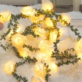 Neorosiri Wedding Holiday Decoration Lights LED White Rose String Lights Suitable for Wedding Table Centerpieces, Achway Party Decorations Warm and Romantic Length 59 Inches
