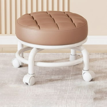 Neorosiri Wheeled Low Stool with Universal Wheels - Multifunctional Home Stool, Easy-Move Rolling Stool for Sitting, Shoe Changing, and Crafts