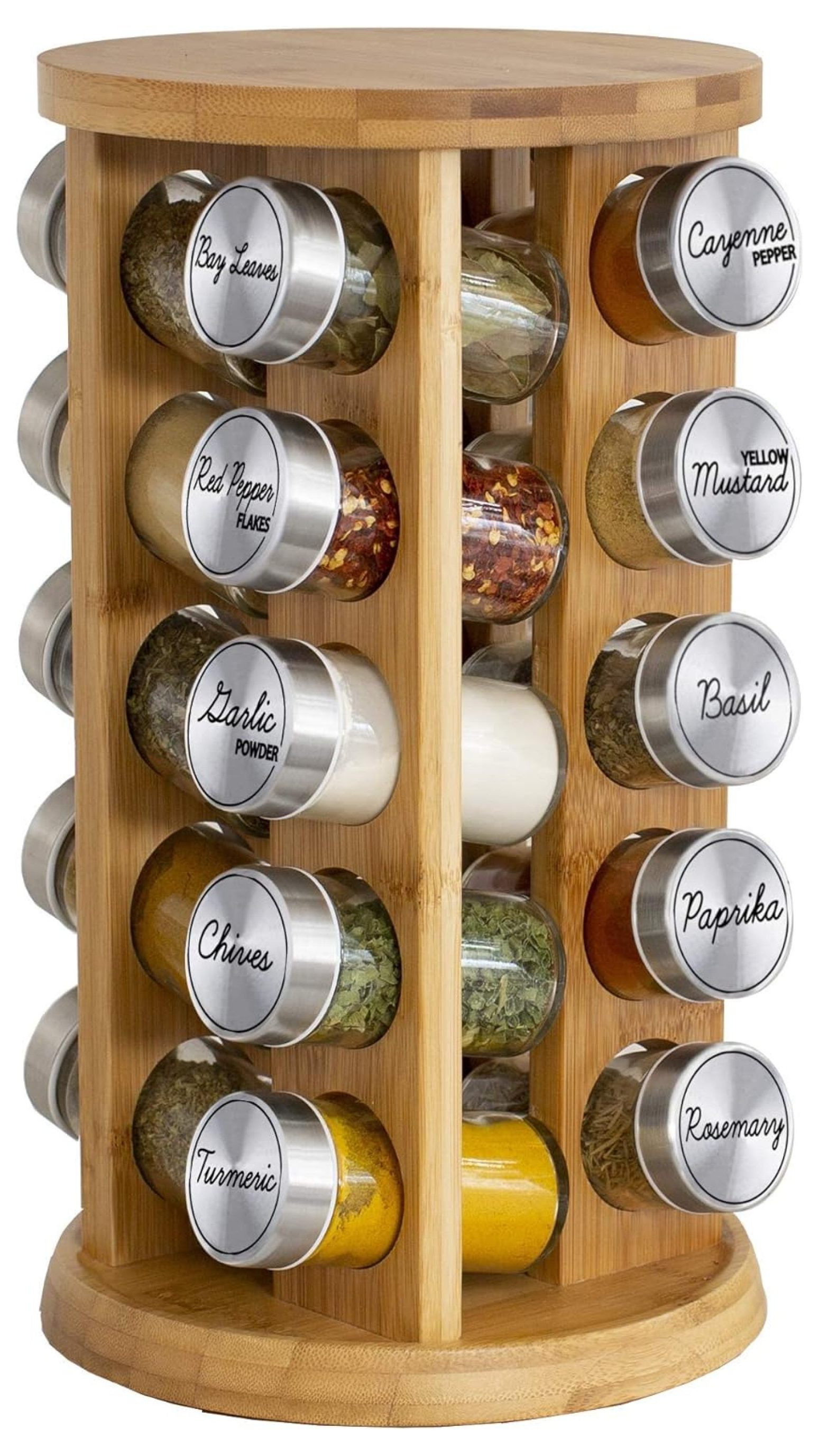 NeosKon 20 Jar Spice Rack with Spices Included Tower Organizer for