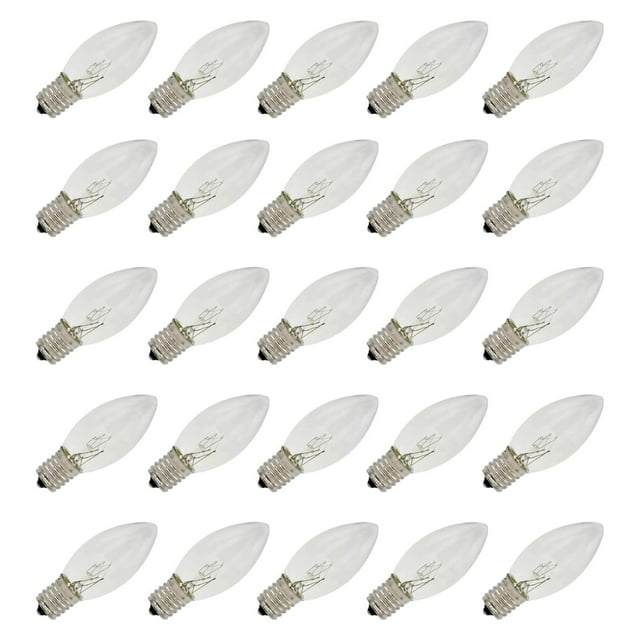 NeosKon 25 Pack C9 Clear Replacement Bulbs for Christmas Lights, E17 C9