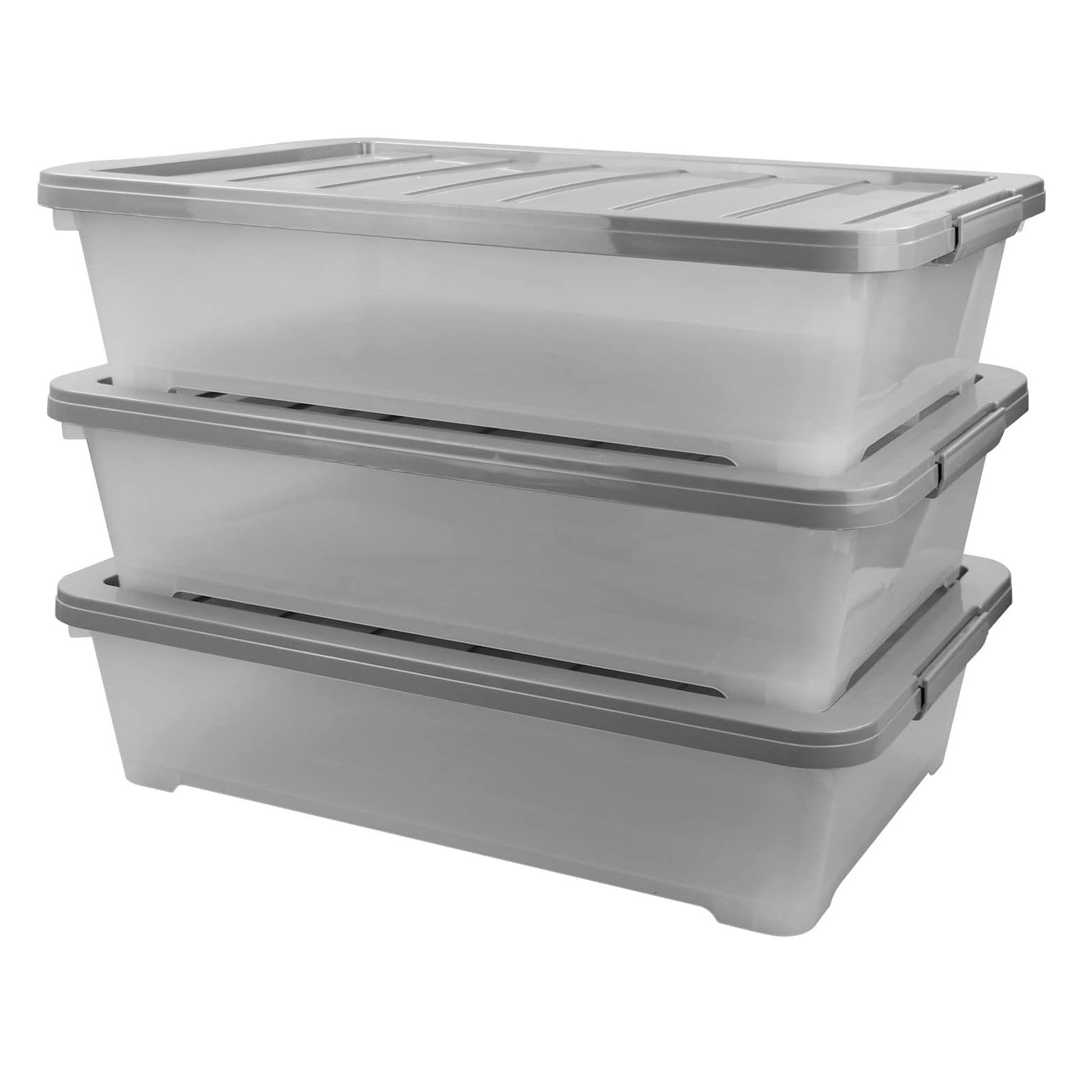 NeosKon 3Pack Clear Plastic Under Bed Storage Boxes, 40 Quart Under
