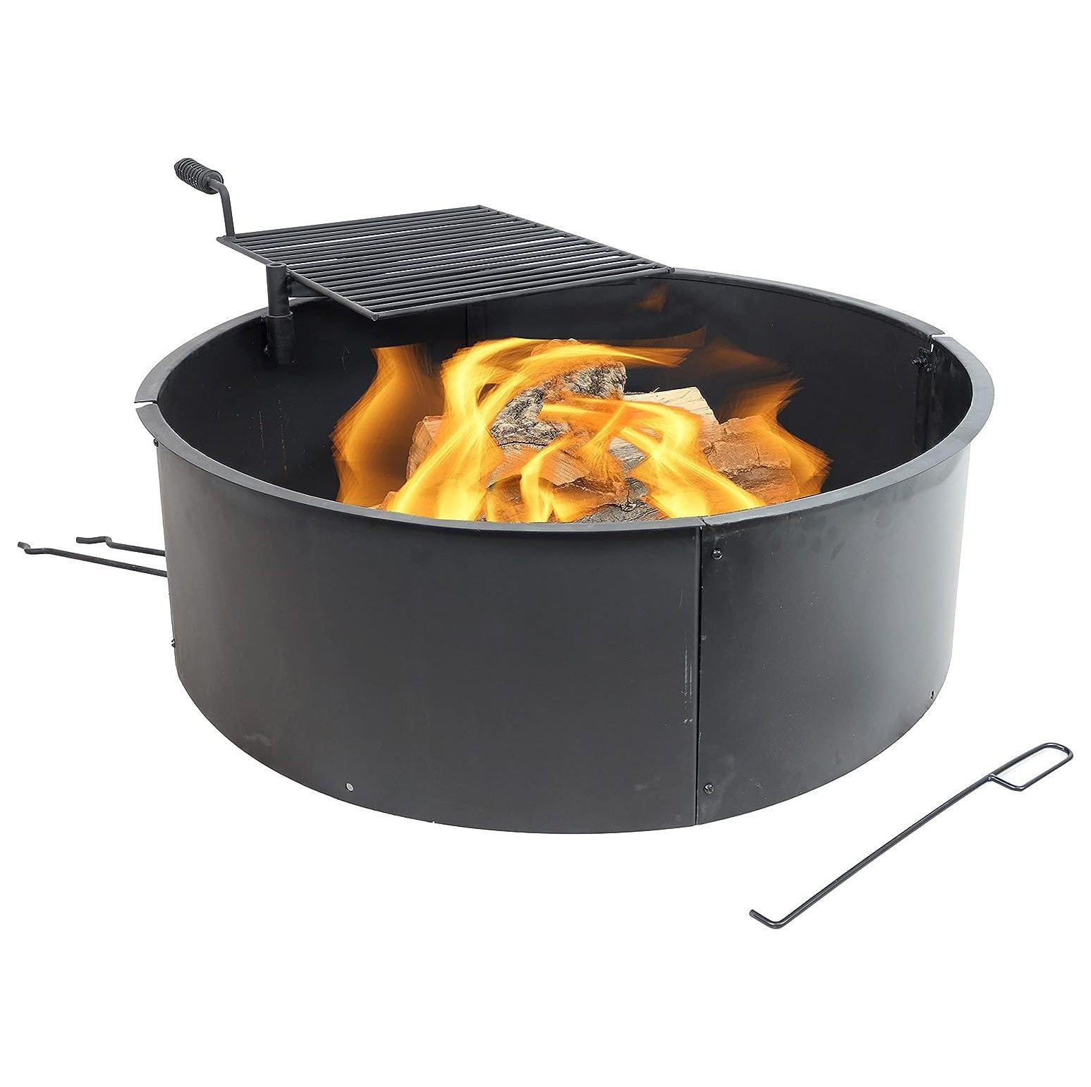 NeosKon 36Inch HeavyDuty 2mm Thick Steel WoodBurning Fire Ring with