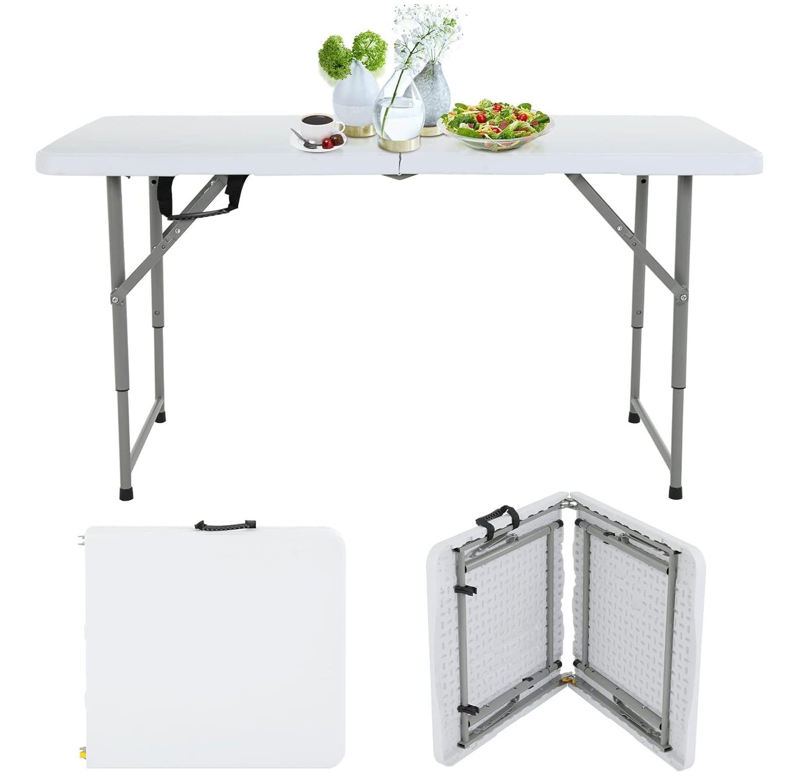 NeosKon 4 FT Folding Table Adjustable Height, Portable Utility Foldable