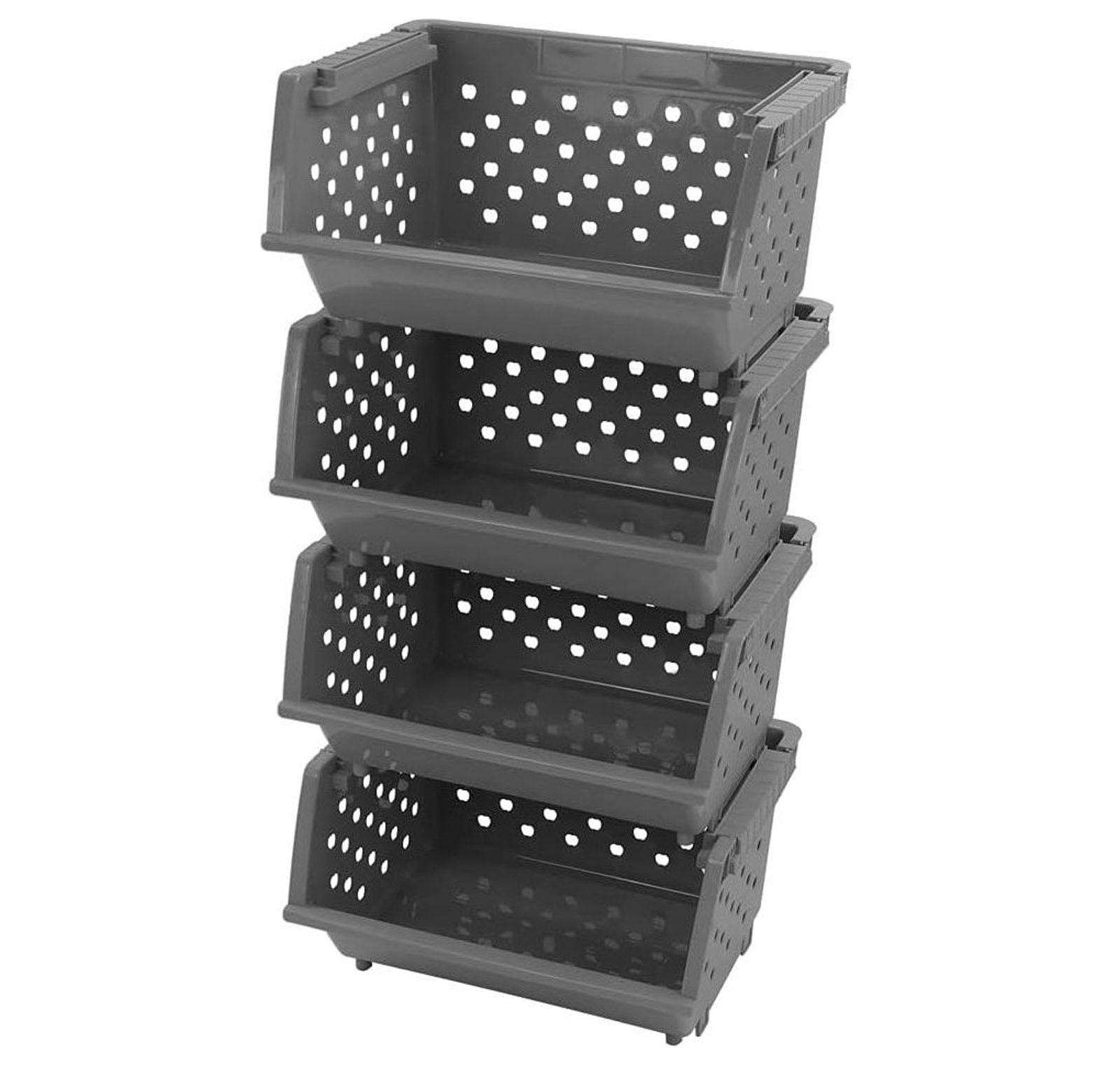 NeosKon 4Pack Large Plastic Stackable Storage Basket, Plastic Kitchen