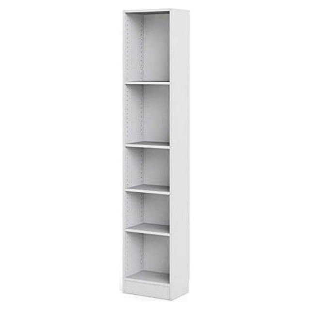 NeosKon 5 Shelf Narrow Bookcase, White