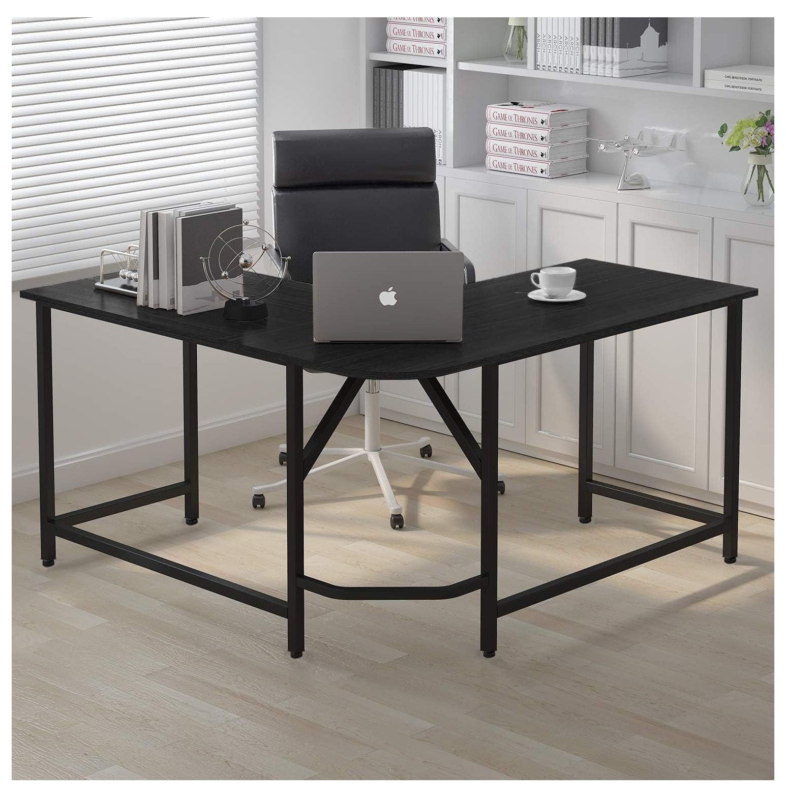 NeosKon 55"x55" LShaped Desk Home Office Corner Computer Desk PC Laptop Solid Support (Black