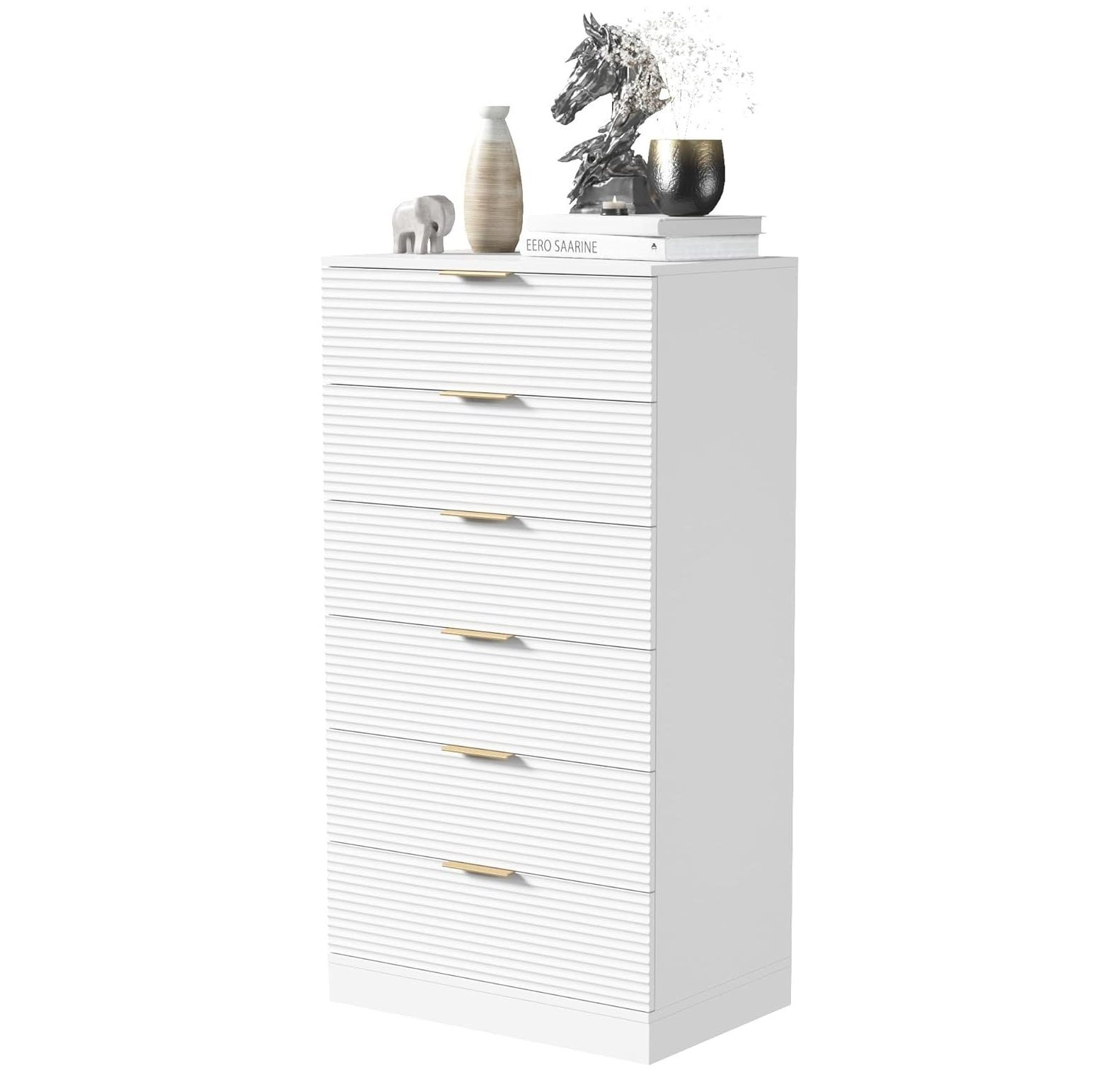 NeosKon 6 Drawer Dresser, Tall White Dresser with Large Storage Space