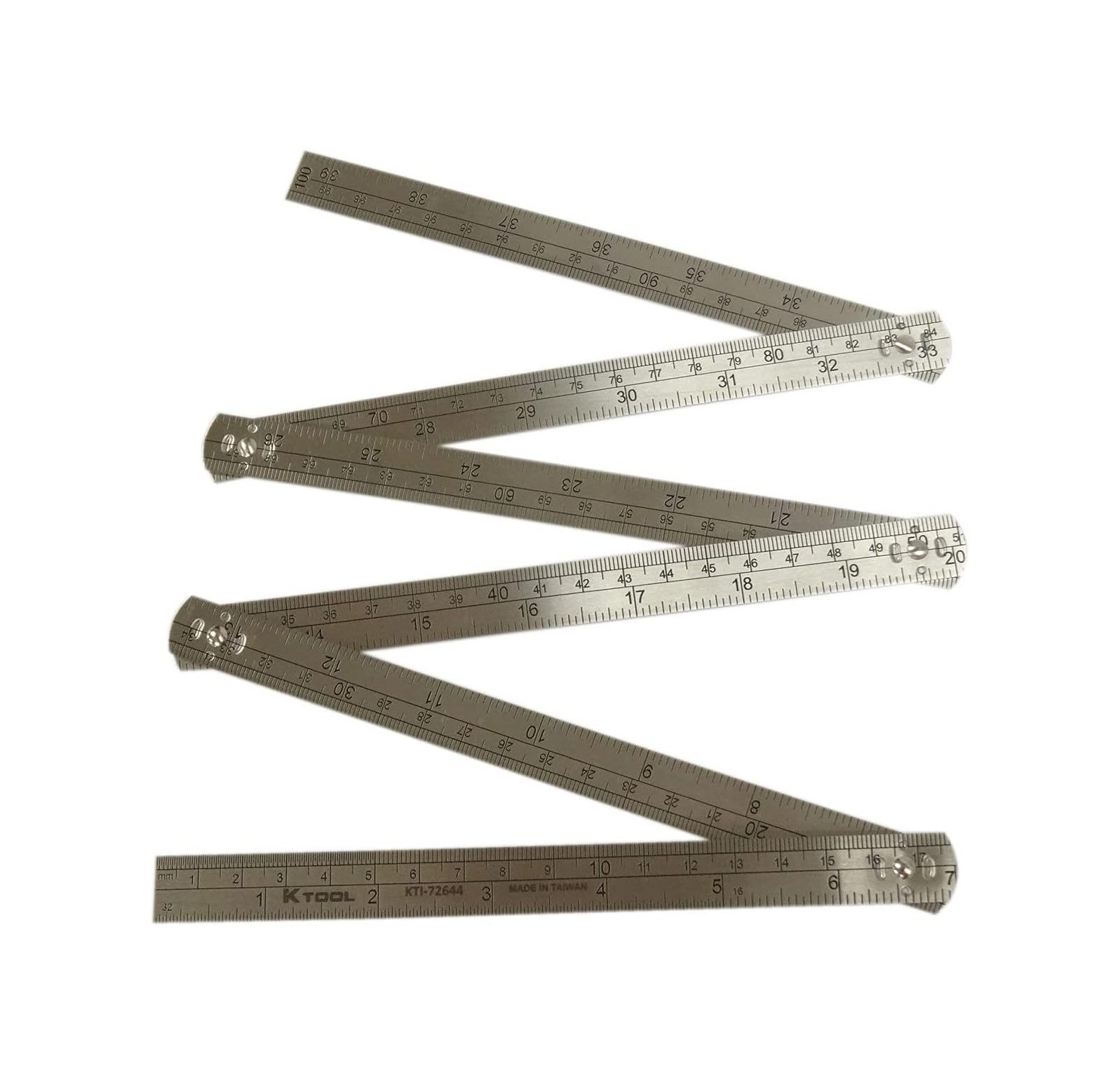 NeosKon 72644 3' Folding Steel Ruler, SAE and Metric