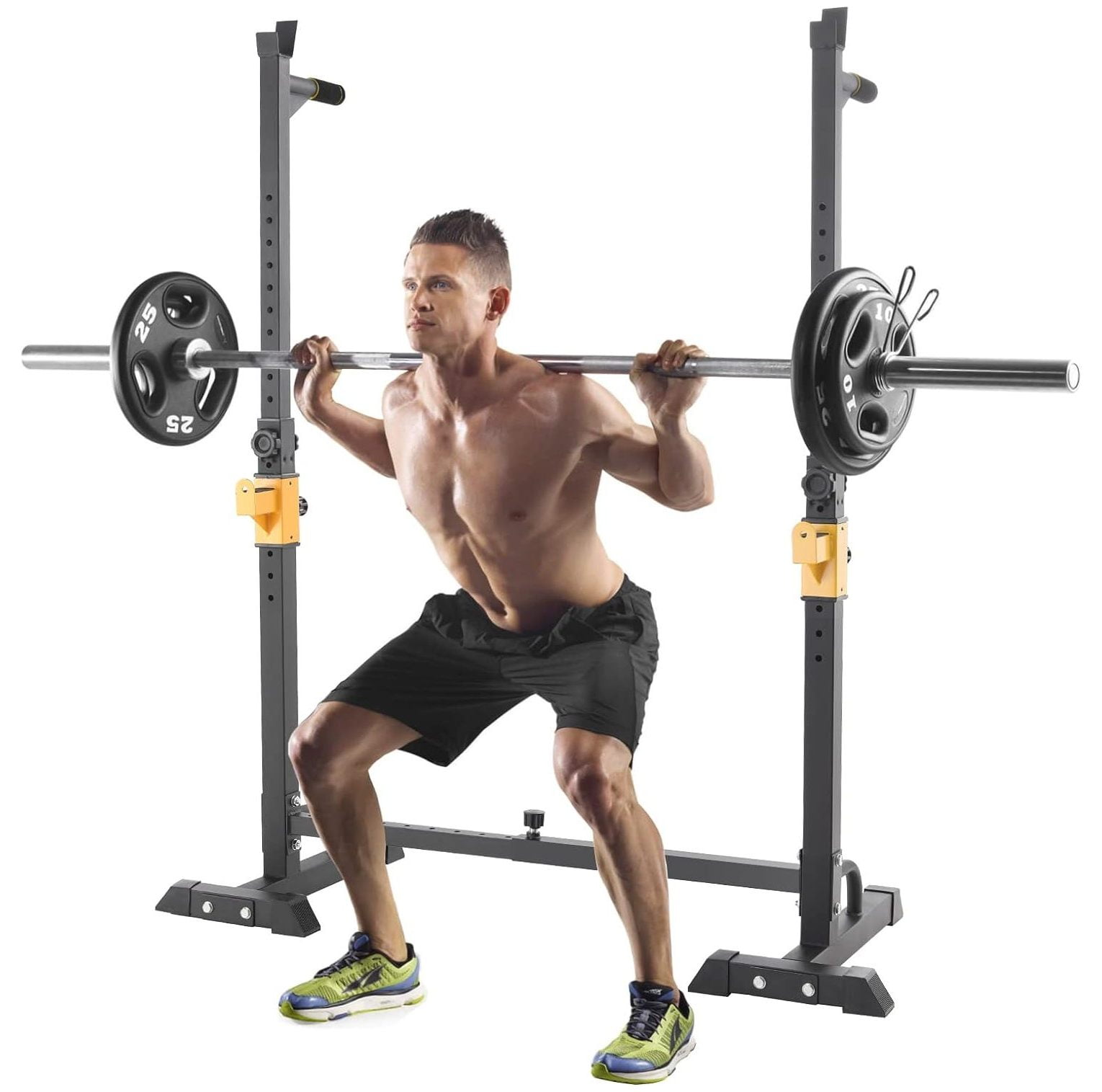 NeosKon Adjustable Squat Rack Stand, MultiFunction Barbell Rack, Dip