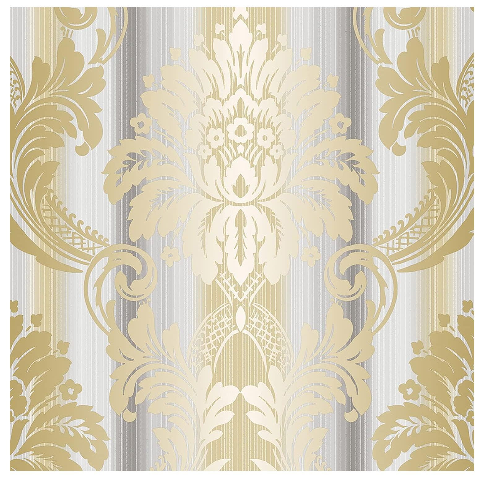 NeosKon CS35605 String Damask Prepasted Wallpaper, MultiColor