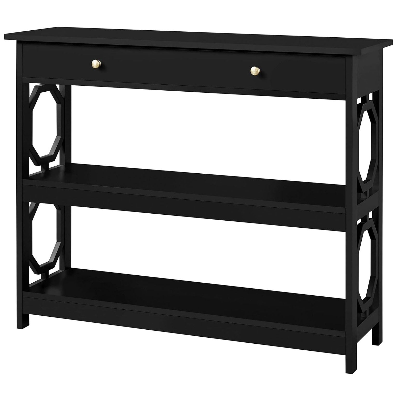 NeosKon Console Table Sofa Table with 1 Drawer, Wood Accent Hallway