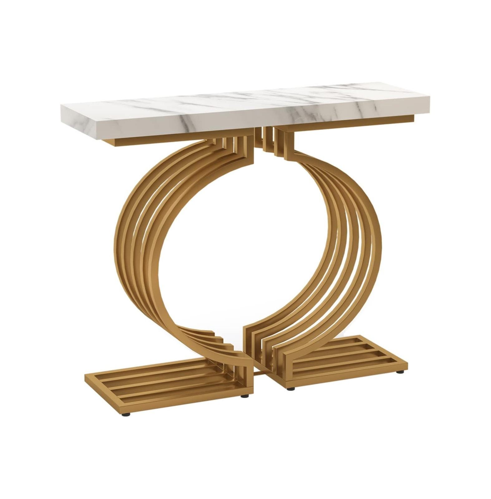 NeosKon Console Table for Entryway, Faux Marble Wood Accent Table Foyer