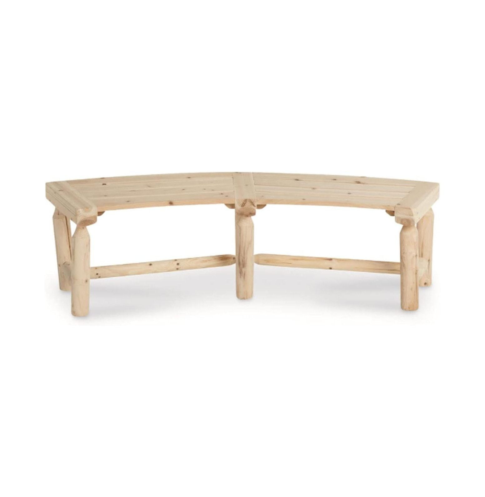 NeosKon Curved Bench, Wood Log Bench Seat, Outdoor, Backyard, Rustic