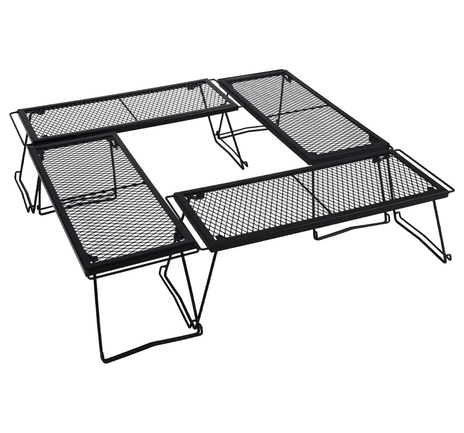 NeosKon Folding Campfire Grill Stackable Storage Rack, Heavy Duty Iron