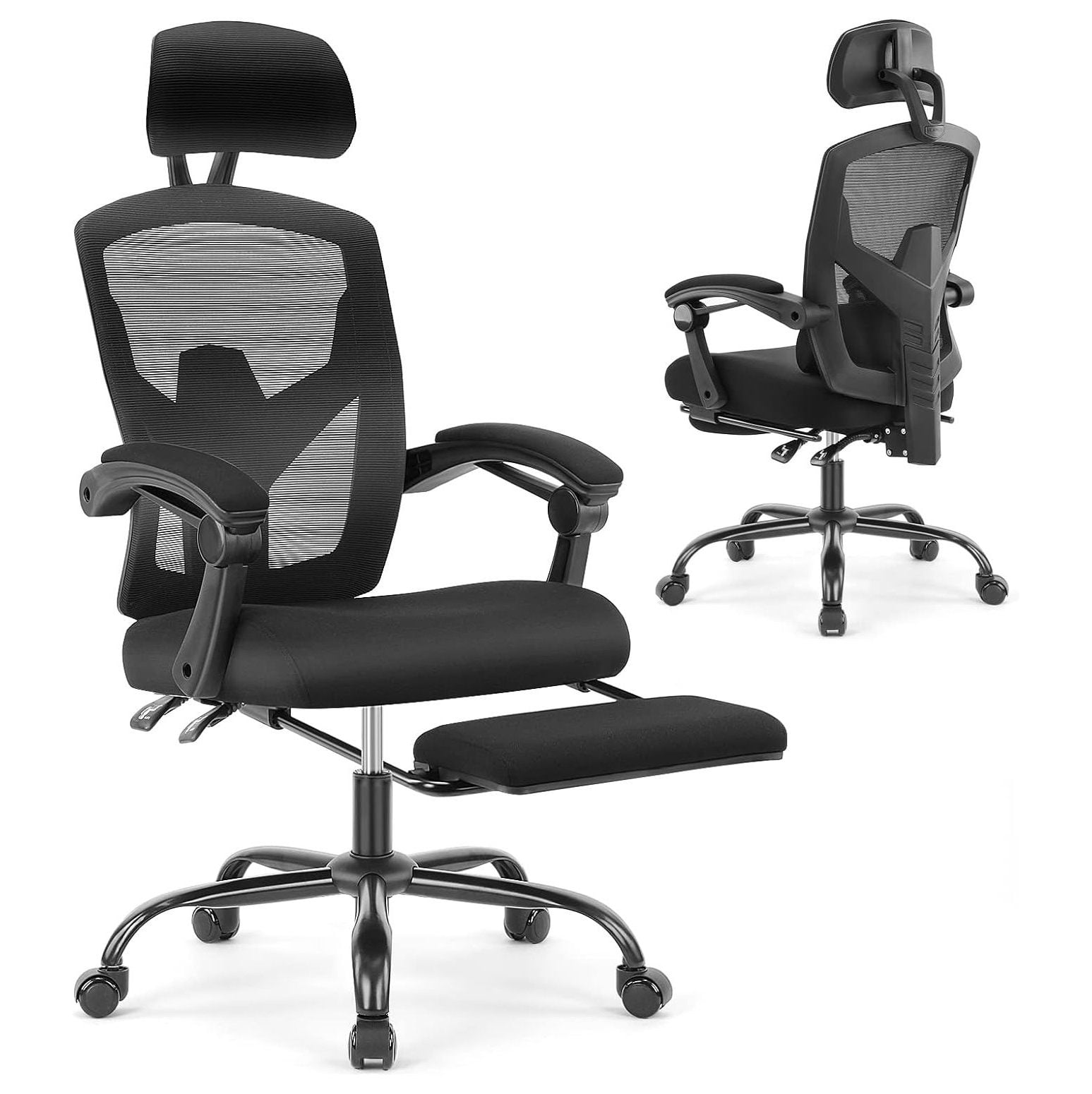 Gaming Chair - Ergonomic Office Chair with Foot Rest Reclining Office Chair,  High Back Mesh Home Office Computer Desk Chair with Wheels, Adjustable  Headrest, Lumbar Support, Padded Arms 