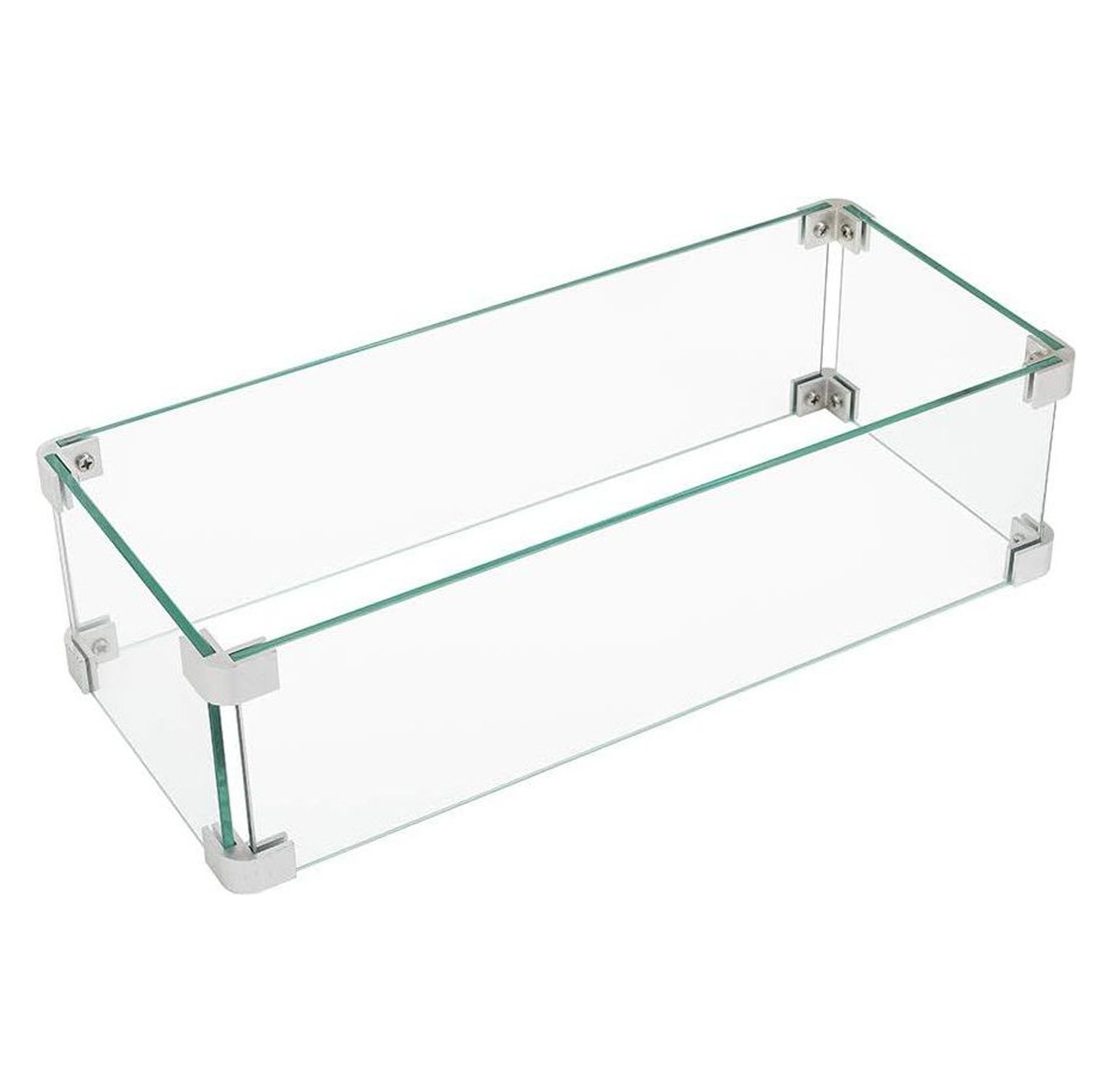 NeosKon Glass Wind Guard Fence, 19 x 7.5 Inch Rectangle Fire Table