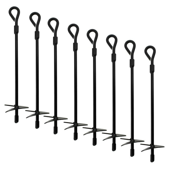 NeosKon Ground Anchors, 15 Inch 8pk Black Shed Anchor Kit Greenhouse Tie Down Ground Stakes