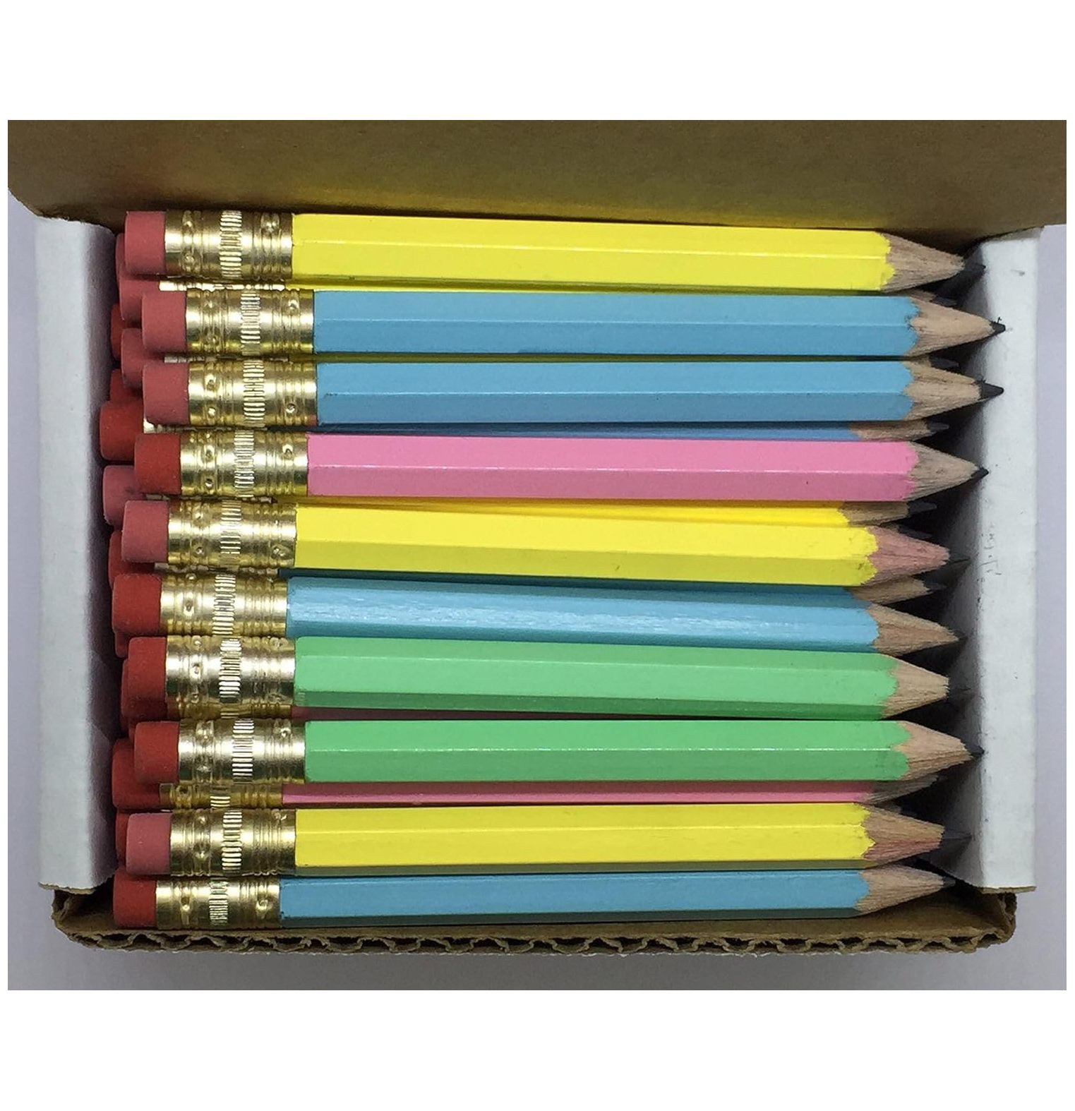 NeosKon Half Pencils with Eraser Golf, Classroom, Pew, Short, Mini