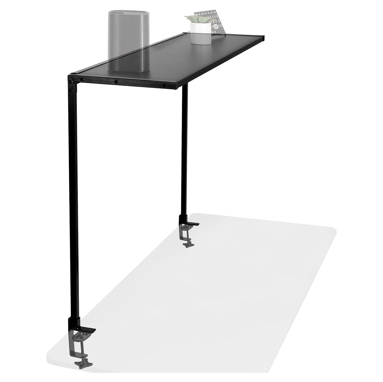 NeosKon Large 42 inch Clampon Overhead Desk Shelf, Raised Desktop