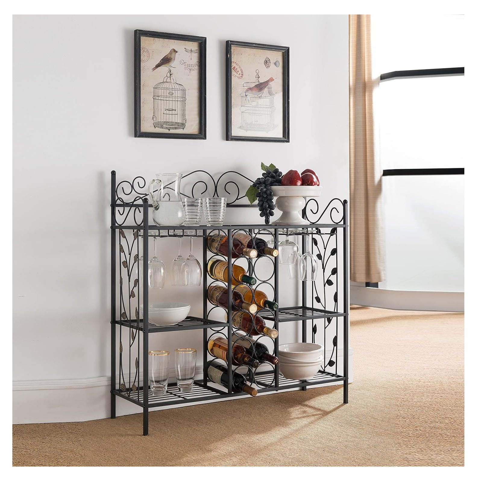 NeosKon Metal Console Table Wine Rack Buffet Server
