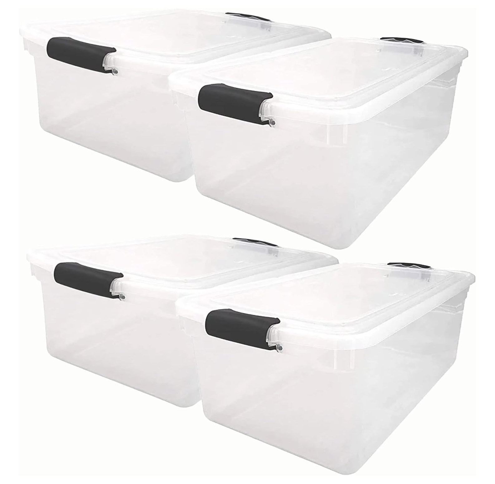 NeosKon Multipurpose 64 Quart Clear Storage Container Tote Bins with