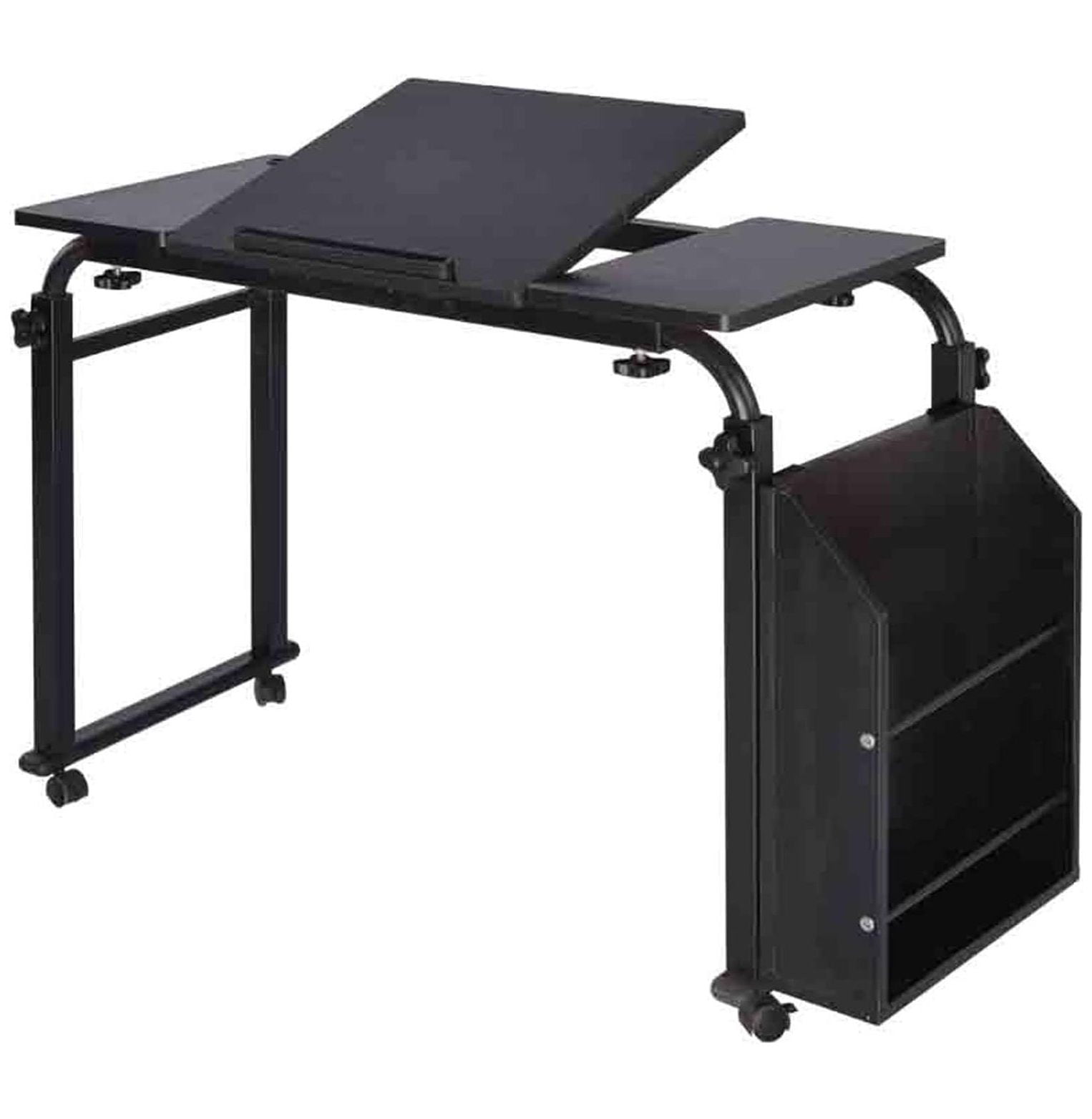 NeosKon Overbed Table with Wheels, Bedroom Side Table, Height