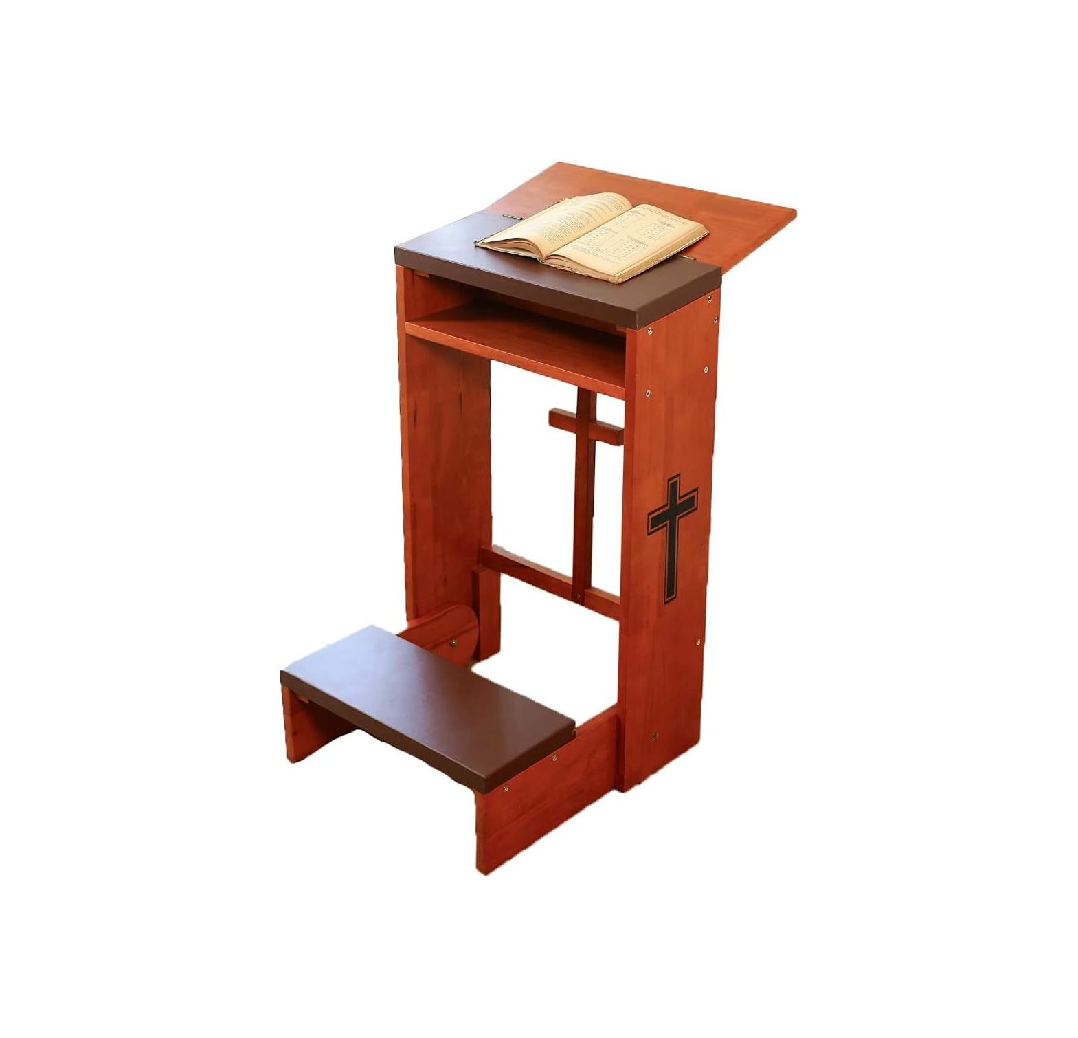 NeosKon Prayer Bench Stool, Prayer Table Chair Padded Kneeler Shelf