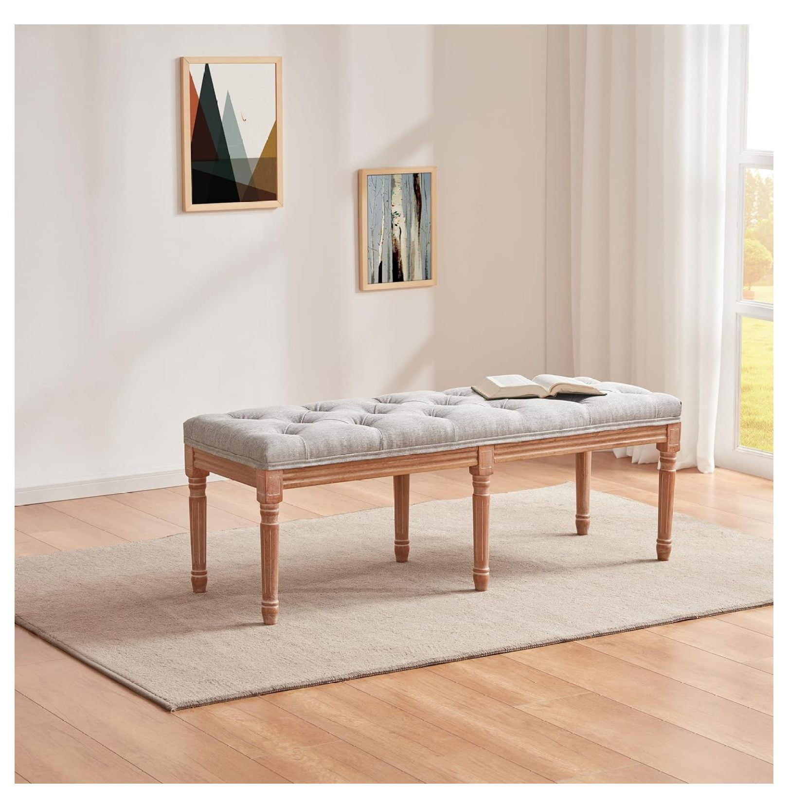 NeosKon Premium ExtraLong Upholstered Tufted Bed Bench Seat for