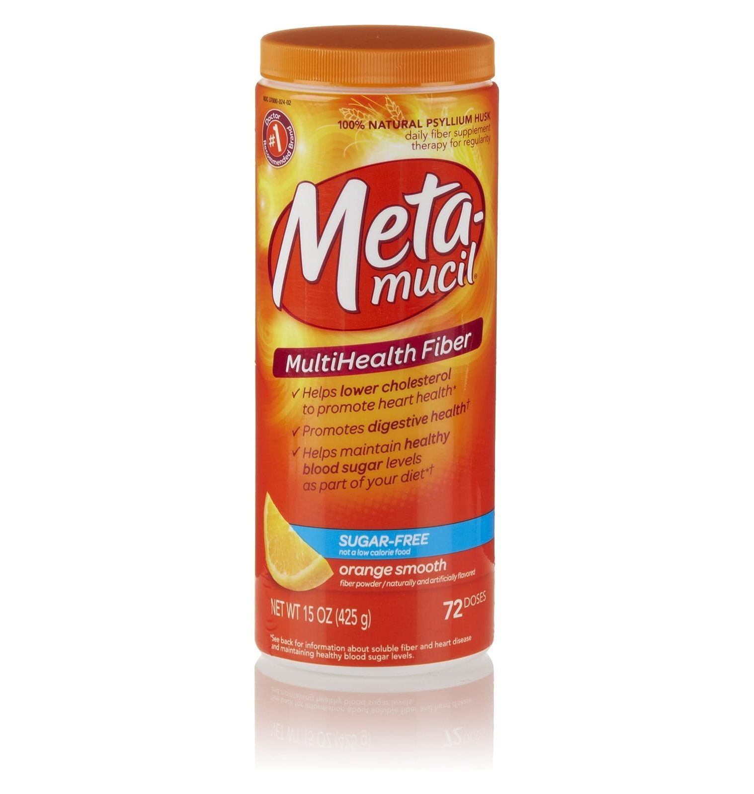 NeosKon Psyllium Fiber Supplement Orange Sugar Free Smooth Texture